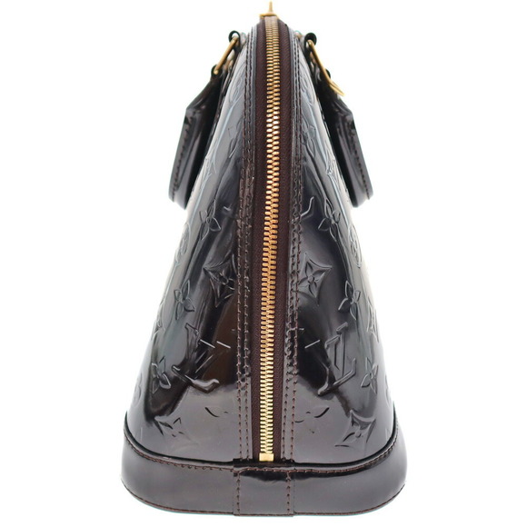 Louis Vuitton Alma Handbag Vernis Amaranth Purple Wine Brown Leather - Picture 3 of 9